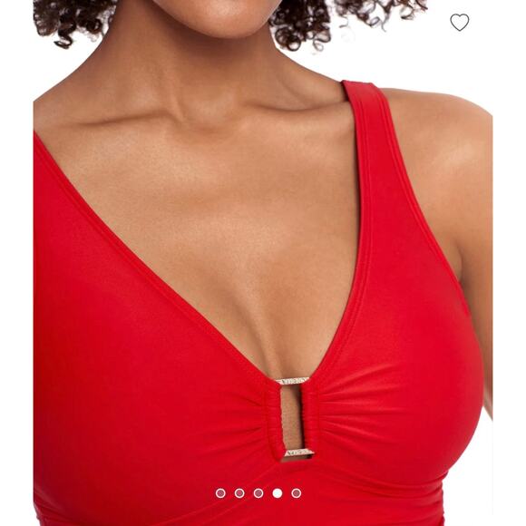 Lauren Ralph Lauren Red Beach Club Solids Ring One Piece Swimsuit 4 NWT - Picture 4 of 7